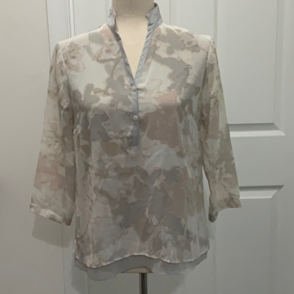 Simply Vera Vera Wang Watercolor Chiffon Henley Top